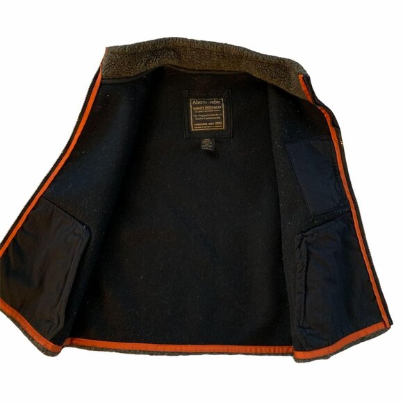 Men's Abercrombie & Fitch Heavy Fleece Lined Full Zip Vest Large Grey Or… - Picture 3 of 7